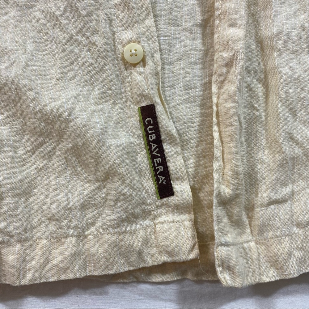 Cubavera Shirt linen Men button down short sleeve Light Tan Summer Beach Natural - Picture 3 of 15
